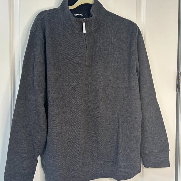 Men's Dark Gray Lands' End 1/4 Zip Pullover Size XL NWOT - Picture 1 of 2
